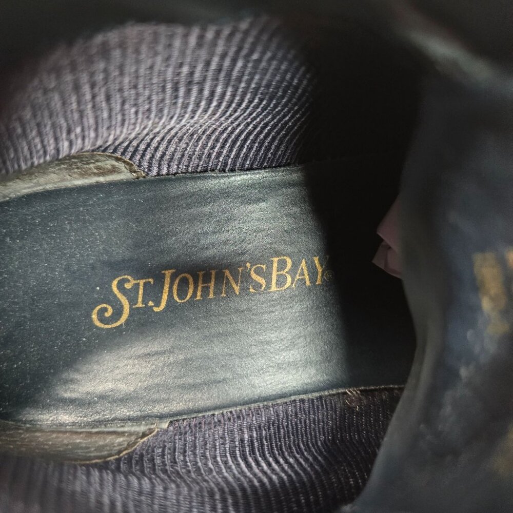 Vintage Square Toe Ankle Bootie Sz 6 Navy Blue Leather Retro Grunge Lace Up Boot - Picture 9 of 10